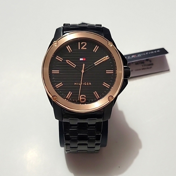 Tommy Hilfiger Mens Black Stainless Steel Quartz Black Dial Black Watch